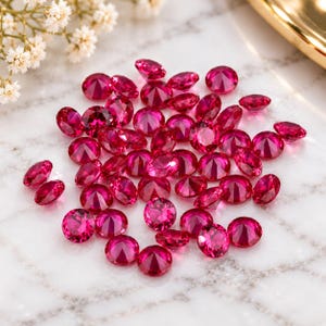 Rubí Corindón AAAAA | Gemas sueltas de laboratorio de 1-4 mm | Piedras de rubí rojo redondas | Rubí sintético | Gema resistente a altas temperaturas | Fabricación de joyas
