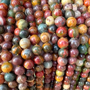 Picasso Jasper Beads/Natural Red Creek Jasper/Round Beads aka Cherry Creek Picasso Jasper/Loose Beads for Jewelry Making/6mm 8mm/15inch