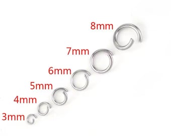 50 stuks open verbindingsringen van roestvrij staal / verbindingsringen / roestvrijstalen connectoren / verbindingsringen voor het maken van sieraden / 3 mm 4 mm 5 mm 6 mm 7 mm 8 mm
