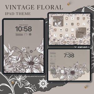 Vintage Floral iPad Theme, Beige iOS17 Theme, Neutral iPad App Icon, Retro iOS18 Icon, Floral for iPad, Vintage Icon Pack, Custom iPad Theme