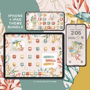 May include: A digital illustration of an iPhone and iPad screen with a coral reef theme. The screens feature a variety of icons and a background image of coral, seaweed, and a sea turtle. The text "Be True" and "Be You" are displayed on the iPad screen.