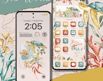 Seaworld iOS App Icon Pack, Marine App Icon, Nautical Andriod Icon, iOS26 Theme Pack, iOS18 App Icon Pack, Coral iPhone Theme