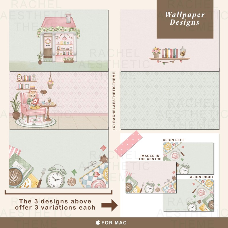 Bookish Desktop Wallpaper Set for MacBook Imac, Bookshelf Desktop ...