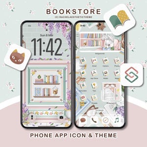 Icono de la app de librería para teléfono, tema de estudio para teléfono, icono de libro para iOS, fondo de pantalla de estantería, icono de amante de los libros para iOS26, icono de la app de academia, estudio para iOS18