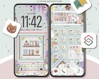 Bookstore App Icon for Phone, Study Academia iPhone Theme, Book Lover iOS26 Icon, Bookshelf Wallpaper