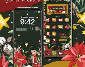 Pacchetto icone per app di Natale per telefono, pacchetto icone iOS26, tema natalizio per iPhone, icona natalizia per Android