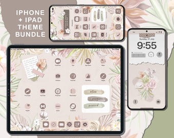 Minimalist iOS Icon Pack for Phone and iPad, App Icon Neutral, Boho Beige iOS26 Icon, iPhone iPad Theme, Custom App Icon Pack
