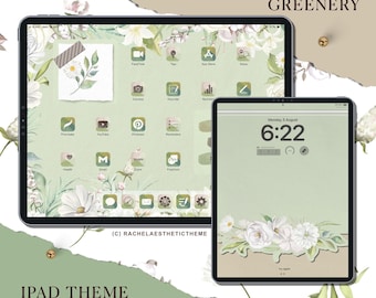 Aquarel groen iPad App Icon Pack, groen iOS26 iPad-tabletthema, natuur iOS18 app-pictogram, plant iPad-widget