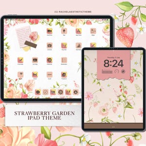 Strawberry iPad Theme, App Icon Cottagecore, App Widget Pink, iOS18 Icon Pack, Strawberry App Icon, Pretty App Icon for iPad, iOS Customise
