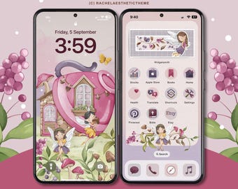 Fairy Cottage Phone Icon Pack, Aesthetic iOS26 App Icon, Mushroom iPhone Theme, Fall Android Widget, Handdrawn Wallpaper