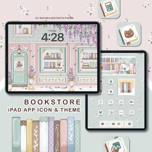 Bookstore iPad Theme, Study iPad, Book App Icon for iPad, Bookshelf iPad Wallpaper, Academia iPad, iOS26 Green App Icon, Book iOS18 Icon