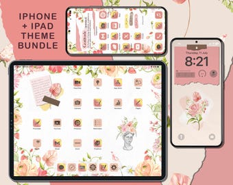 Strawberry Garden iOS Theme Bundle, Cottagecore iOS26 App Icon Pack, Pink iPad Theme, Pink iPhone App Widget