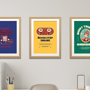 colourful wall art print set printable wall art motivational wall art retro wall decor large retro wall art retro prints funny colourful art