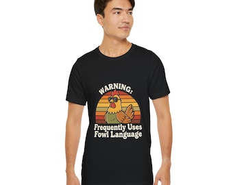 Funny Chicken Graphic Tee - Unisex Jersey Short Sleeve, Bird Lover Gift, Humorous Animal T-Shirt, Casual Wear, Fowl Language Shirt