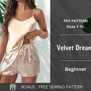Nightwear Sewing Pattern for Women PDF | Pajama Set Sewing Pattern S-XL | T-shirt and Shorts Sleepwear Pattern | Women’s Pyjama Pattern
