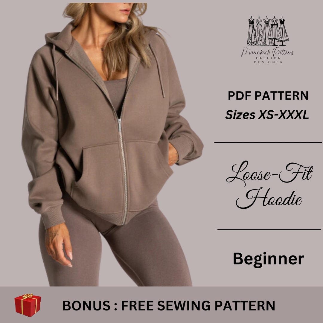 Zipper Hoodie Sewing Pattern | Women Hoodie | Zipper Jacket Sewing ...