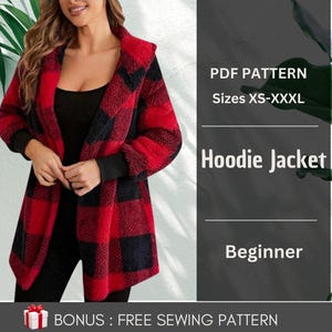 Hoodie Jacket Sewing Pattern | Hooded Coat Pattern for Women | Jacket Sewing Pattern | DIY Winter Coat  | Beginner-Friendly Sewing Pattern