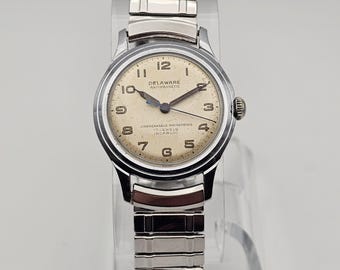Delaware Watch Co Incabloc 17 J Watch Mechanical Wind Running Vintage Mens Delaware 17j Swiss Incabloc Manual Wind Watch  main image 4