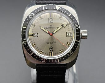 Relógio de mergulho vintage Paul Portinoux dos anos 70