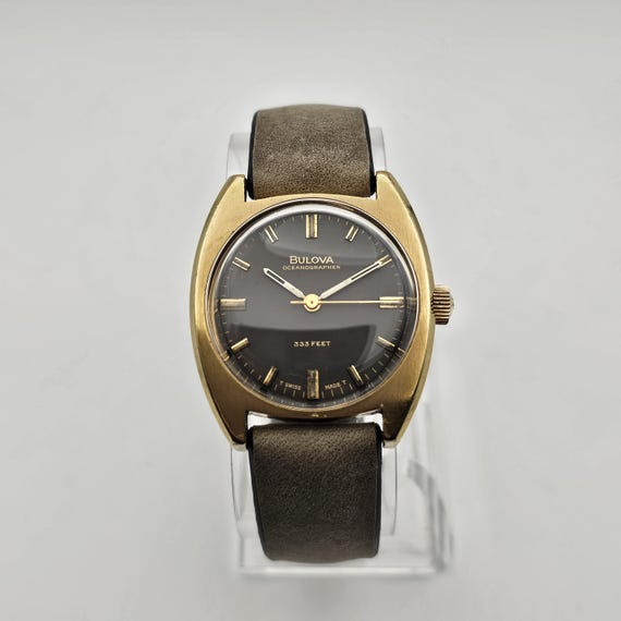 BULOVA OCEANOGRAPHER 25 JEWELS 使いこなさ 社外品レザーベルト