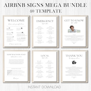 Airbnb Sign Bundle Template Airbnb Signage Signs For Rental Home Wifi Sign Airbnb Welcome Book Check Out List Airbnb Host Simple Signs Canva