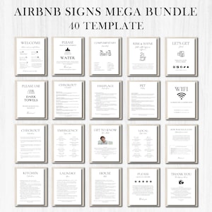 Airbnb Sign Bundle Template Airbnb Signage Signs For Rental Home Wifi Sign Airbnb Welcome Book Check Out List Airbnb Host Simple Signs Canva