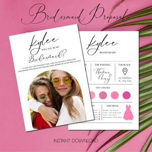 Carte de proposition de demoiselle d’honneur modifiable, carte d’information sur la fête nuptiale, modèle de carte d’information sur la demoiselle d’honneur, infographie moderne sur la demoiselle d’honneur