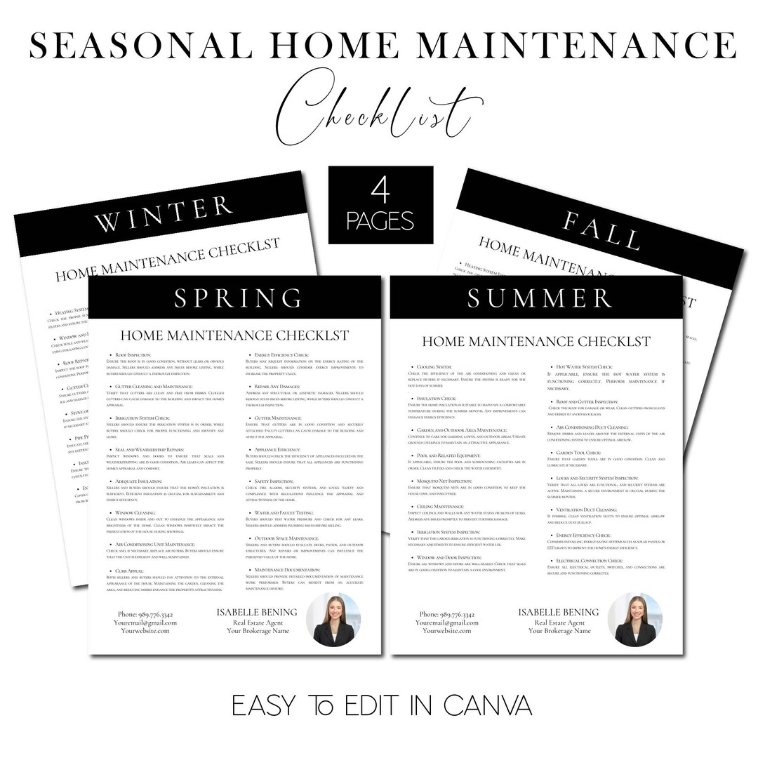 Seasonal Home Maintenance Checklist for Real Estate Agents - INSTANT ...