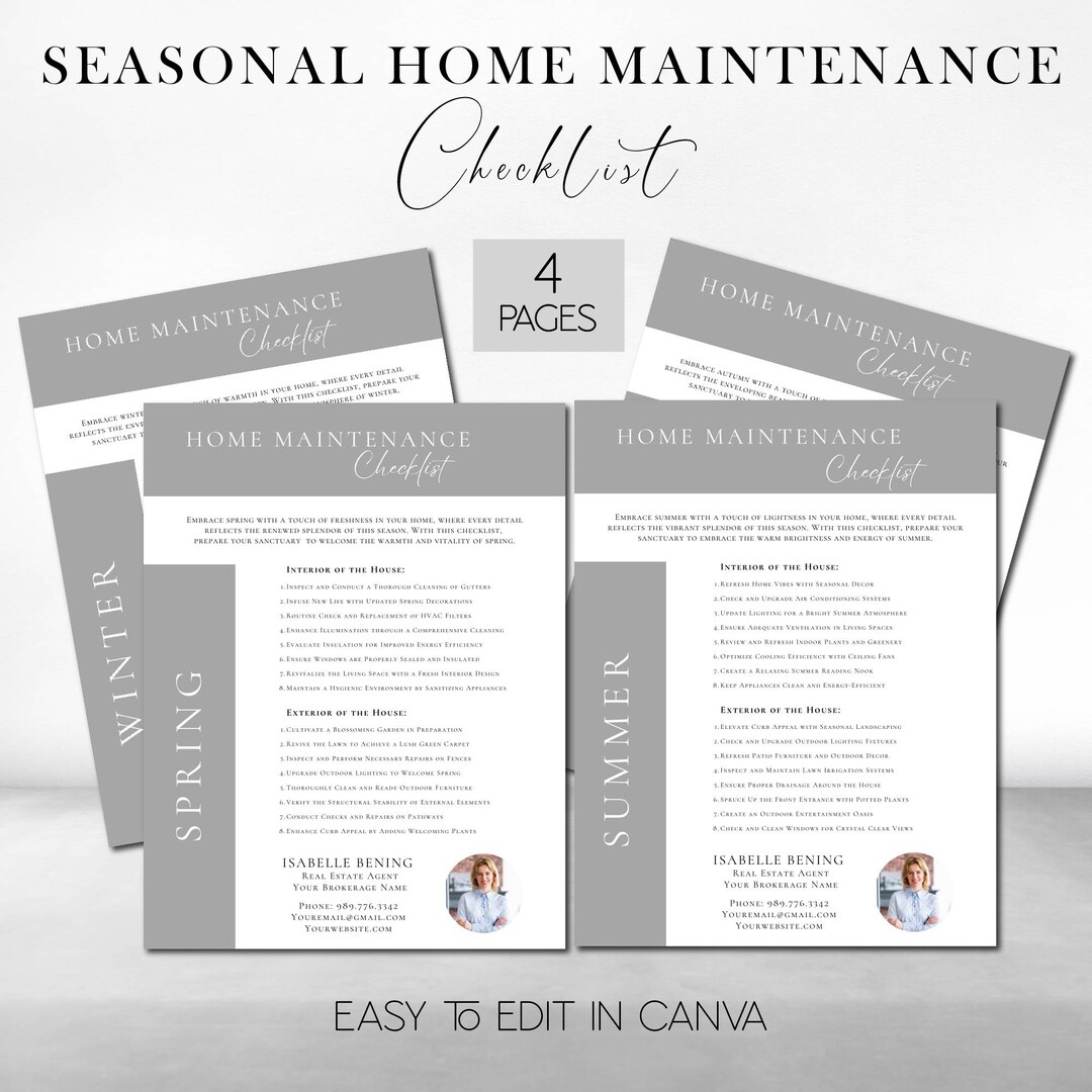 Seasonal Home Maintenance Checklist for Real Estate Agents - INSTANT ...
