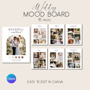 Wedding Mood Board Template, Boho mood board, Digital Wedding Planner Template, Wedding Vision Board , Wedding Theme Design Guide
