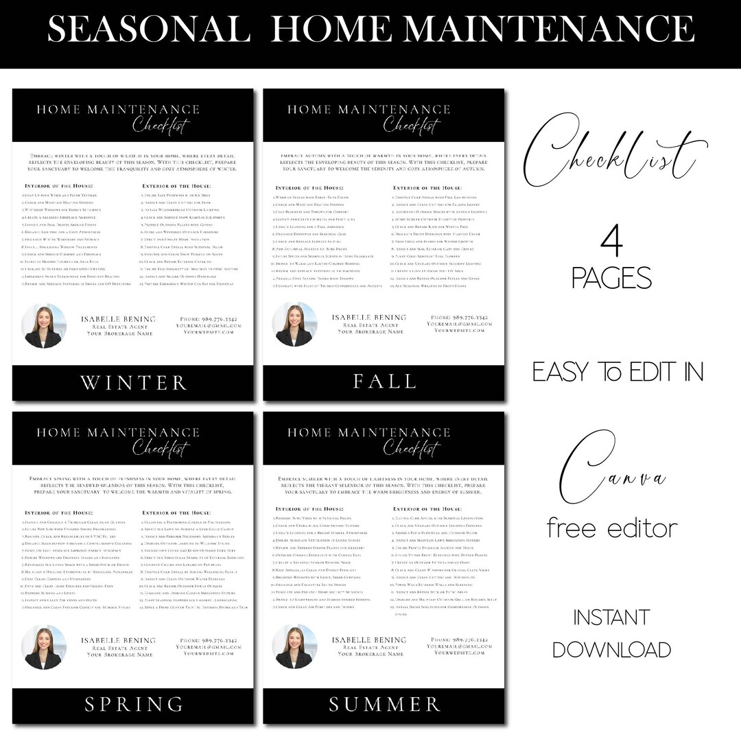 Seasonal Home Maintenance Checklist for Real Estate Agents - INSTANT ...