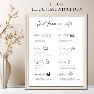 Host Recommendations for Airbnb Guests, Local Recommendations Template, Editable Template, Host Suggestions, Local Guide Sign, VRBO Host