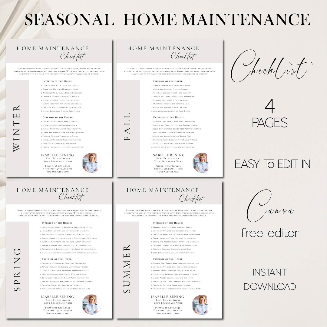Seasonal Home Maintenance Checklist for Real Estate Agents - INSTANT ...