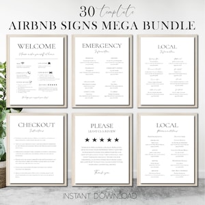 Airbnb Sign Bundle Template Airbnb Signage Signs For Rental Home Wifi Sign Airbnb Welcome Book Check Out List Airbnb Host Simple Signs Canva