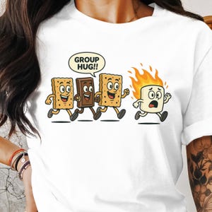 Funny Smores T-Shirt, Camping Tee, Group Hug T Shirt, Marshmallow Shirt, Graham Cracker Chocolate, Cartoon Character Shirt