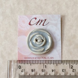 Gray and Ivory Rose Porcelain Button 1 inch button