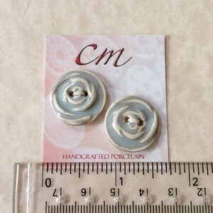 Gray and Ivory Rose Porcelain Button 3/4 inch buttons