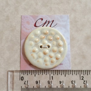 Porcelain Button in Tones of Ivory and Amber-Handcrafted Porcelain Button-Button-Ceramic Button-Gift for Knitter-Gift for Crocheter Buttons 1 1/2 inch button