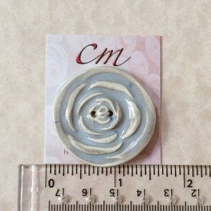 Gray and Ivory Rose Porcelain Button 1 1/2 inch button