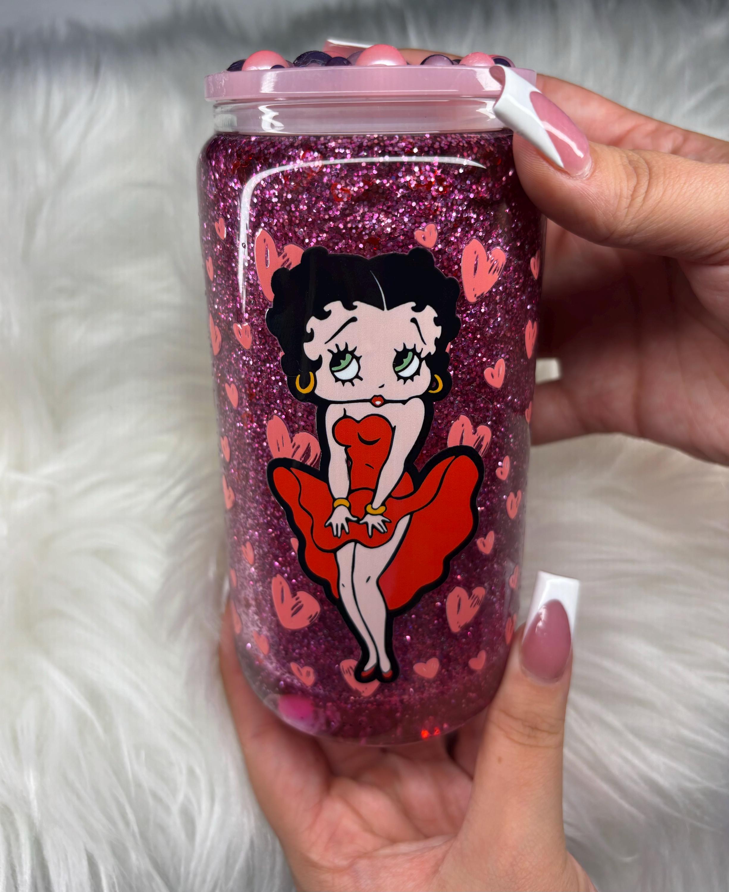 Betty Boop Glass Glitter Tumbler - Etsy
