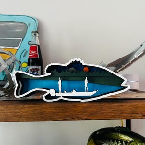 3D Barsch Angeln Holzkunst