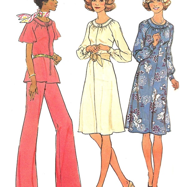 1970s Vintage Dress Pattern Tunic Pants Half Size Simplicity Uncut Womens Sewing Misses Size 18. 5 Bust 41 Inches