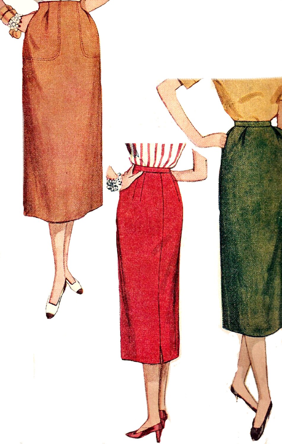 1950s Skirt Pattern Simplicity Simple Inverted Pleat Vintage Etsy