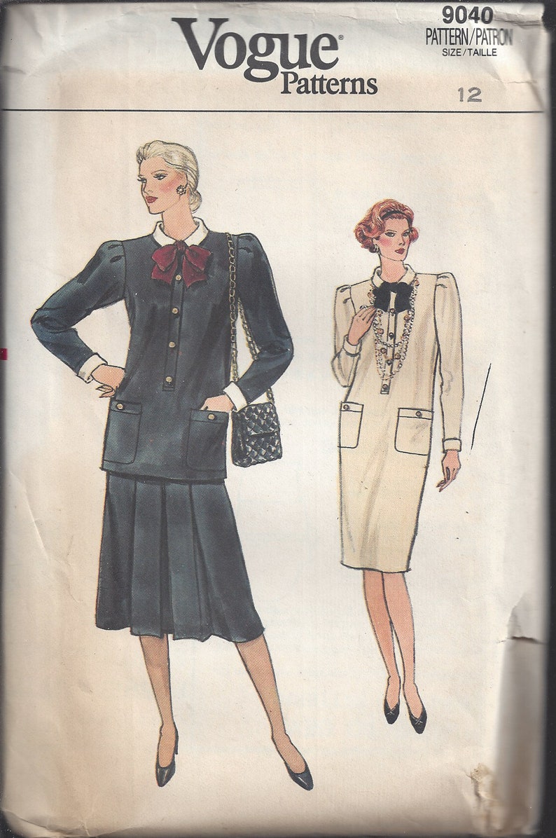 Women's Dress Pattern Pleated Skirt Top Vogue 9040 Vintage | Etsy