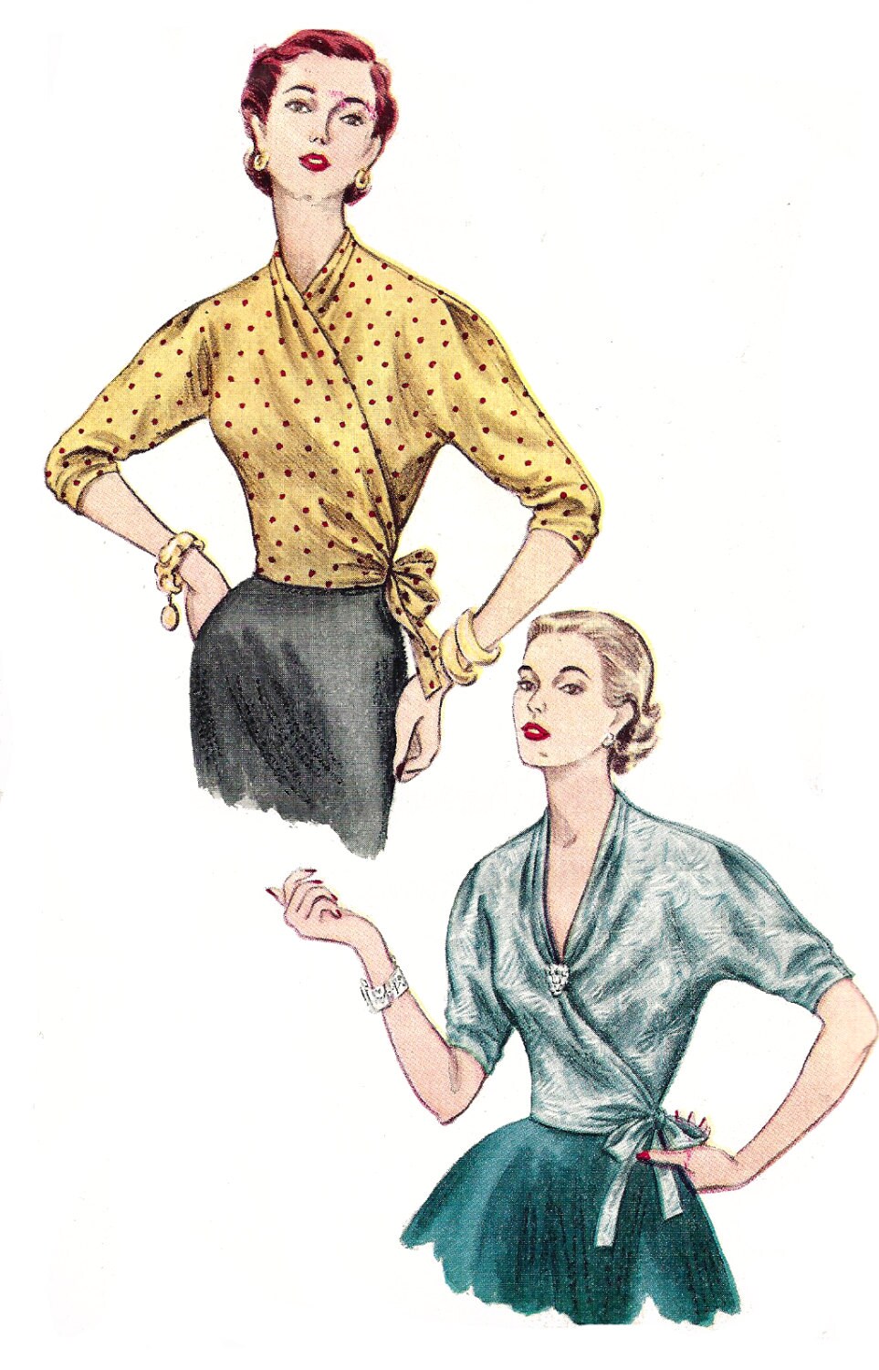 1950s Blouse Pattern Wrap Top Simplicity Uncut Vintage Sewing Etsy