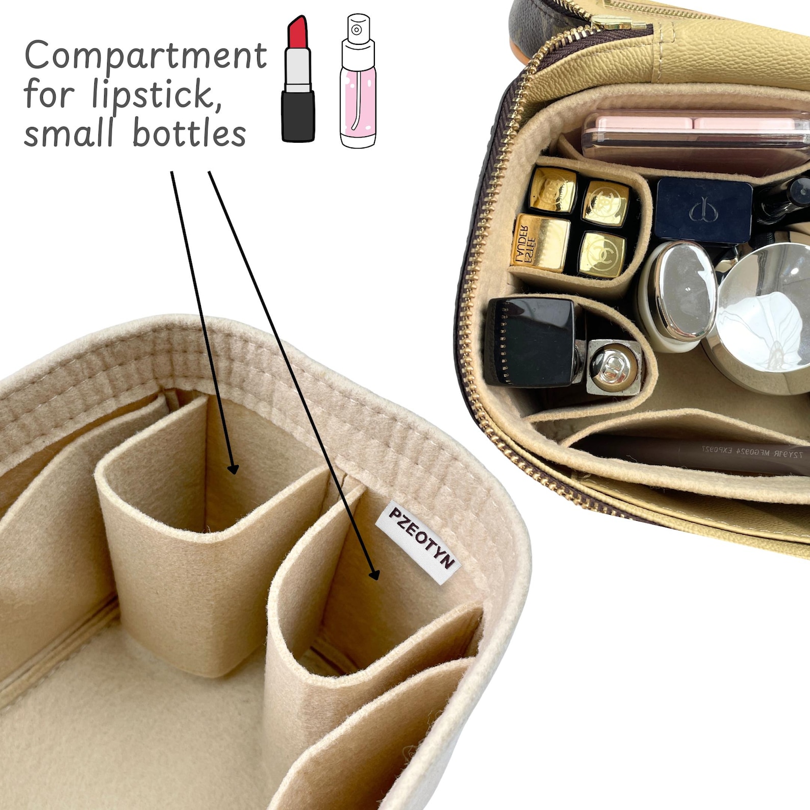 Mini Tote Insert Insert for Nice Bag, Tote Purse Bag Organizer, BB Mini Nano Vanity PM ...