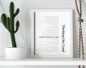 Song Lyric Wall Art | Thinking Out Loud Ed Sheeran | First Dance Lyrics  | Printable | Anniversary Gift for Husband
