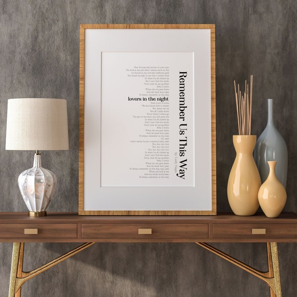 Song Lyric Wall Art | Always Remember Us This Way Lady Gaga | First Dance Lyrics Printable | Anniversary Gift | Anniversary Gift for Husband