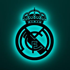Real Madrid Crest Wall Decor with RGB LED Lights – Football Fan Gift, Modern 3D Wall Art, Home & Game Room Decoration