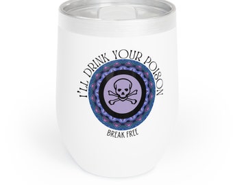 DMB Dave Matthews Break Free Drink Your Poison Copo de vinho de aço inoxidável com isolamento de 12 onças, copo de vinho para presente